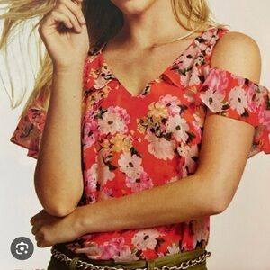 CABI floral Cold Shoulder Top | Size L
